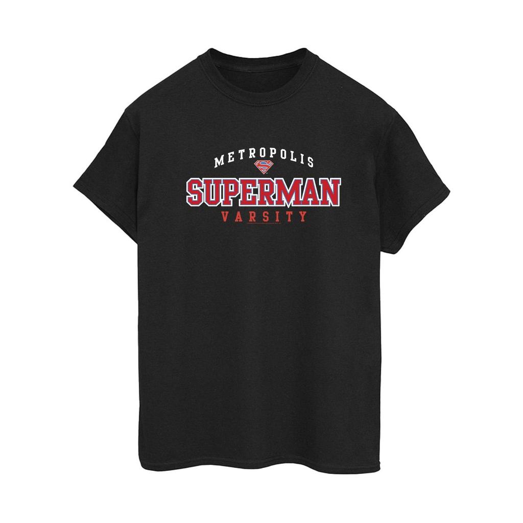 DC Comics Womens/Ladies Superman Metropolis Varsity Cotton Boyfriend T-Shirt