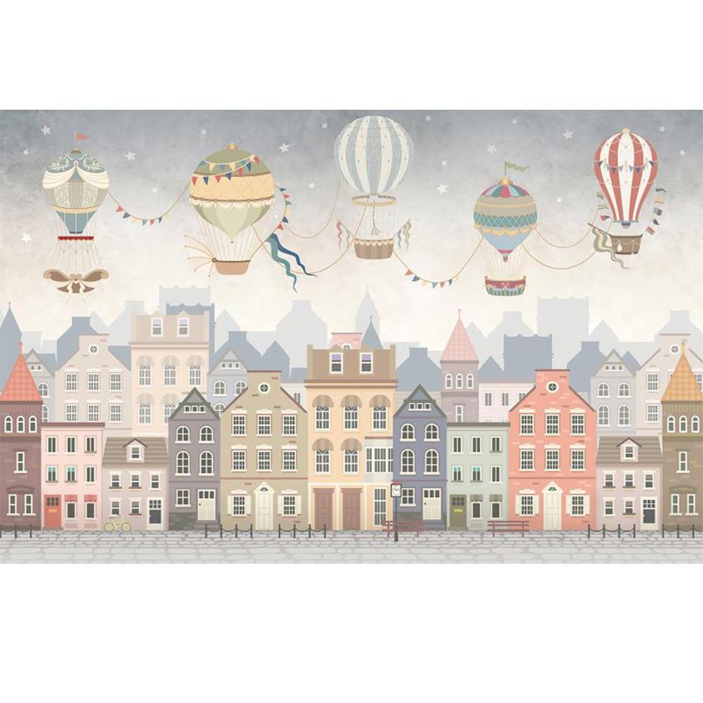 Детские обои город воздушные шары дети фото настенная роспись детская подростковая комната для мальчиков и девочек плакат Настенный декор