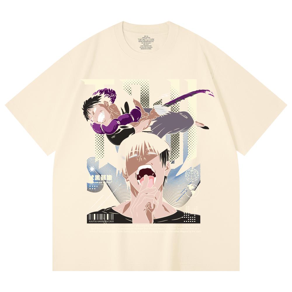 230 г/м² 100% хлопок Jujutsu Kaisen V47 Принт Тодзи Унисекс Тяжелая хлопковая футболка