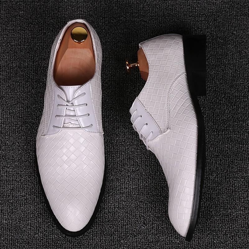 Fashion 2025 Formal Leather Shoes Men Dress Business Shoes Male Geometric Red Oxfords Party Wedding Casual Men's Flats Chaussure Homme88