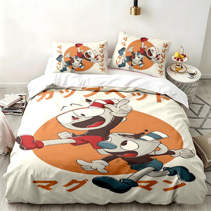 Cuphead 3pc set Perfect for bedroom use Comfortable bedding set includes a duvet cover and two pillowcases Ideal birthday or Christmas gift