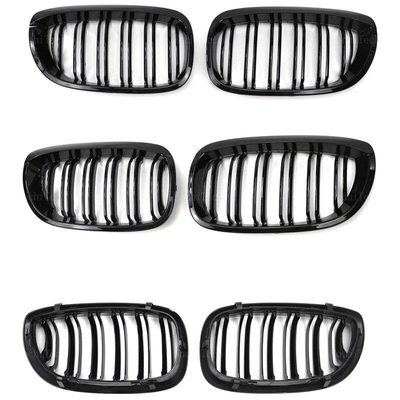 New Look Car Grille Grill Front Kidney Glossy 2 Line Double Slat For E46 Coupe Cabrio 325Ci 330Ci LCI 2 Doors 03-06 Accessories