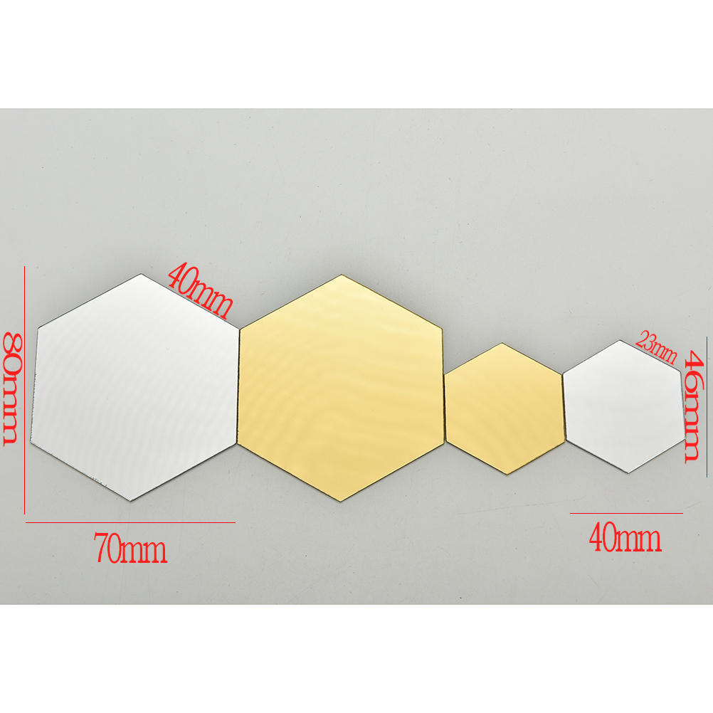 12Pcs 3D Mirror Hexagon Vinyl Removable Wall Sticker Decal Home Decor Art Diy
