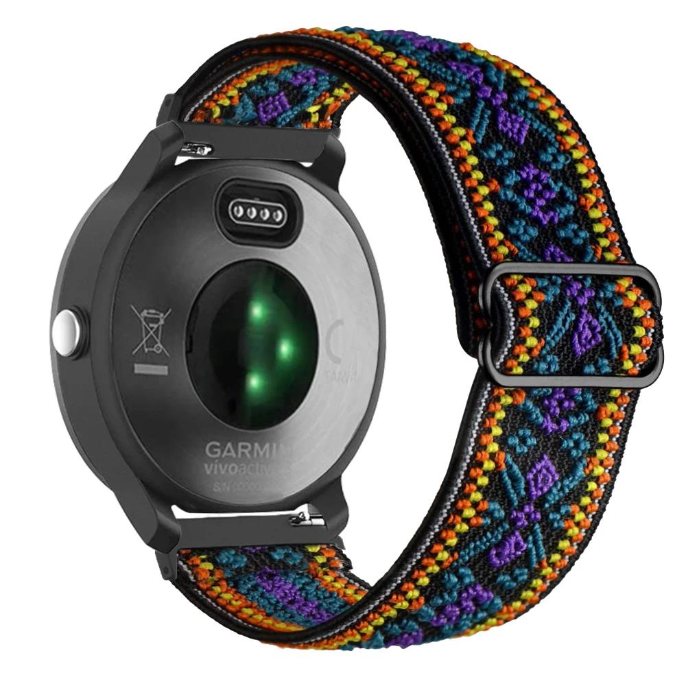 20 мм 22 мм нейлоновый ремешок для Garmin Vivoactive 4 3 HR, браслет для часов Venu 2 SQ Forerunner 645, эластичный браслет, Fenix 6 5 Pro