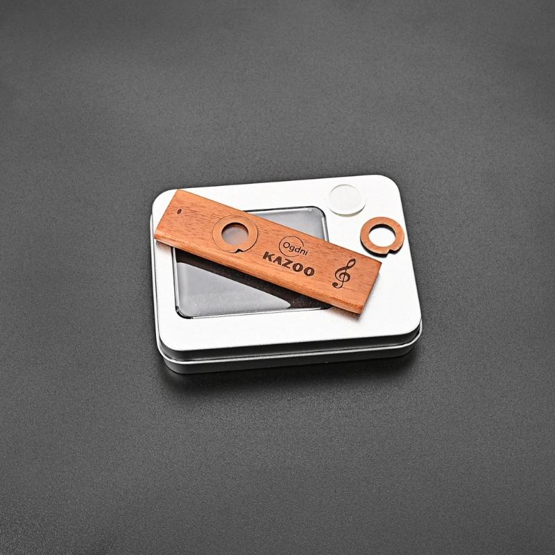 Mini Wooden Kazoo With Metal Box Guitar Ukulele Accompaniment Orff Instruments Flute Harmonicas For Music Lovers