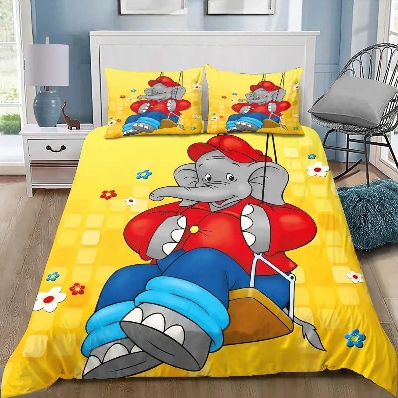 Catoon Benjamin the Elephant 3D Print Bedding Set Duvet Cover Pillowcase 2/3pcs Boy Girl Home Textile full size Kids Bedroom