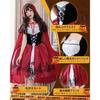 GOKEI Halloween Cosplay Womens Dress Cape Adult Maid Outfit Costume Hooded Stage Event Performance Wear Party