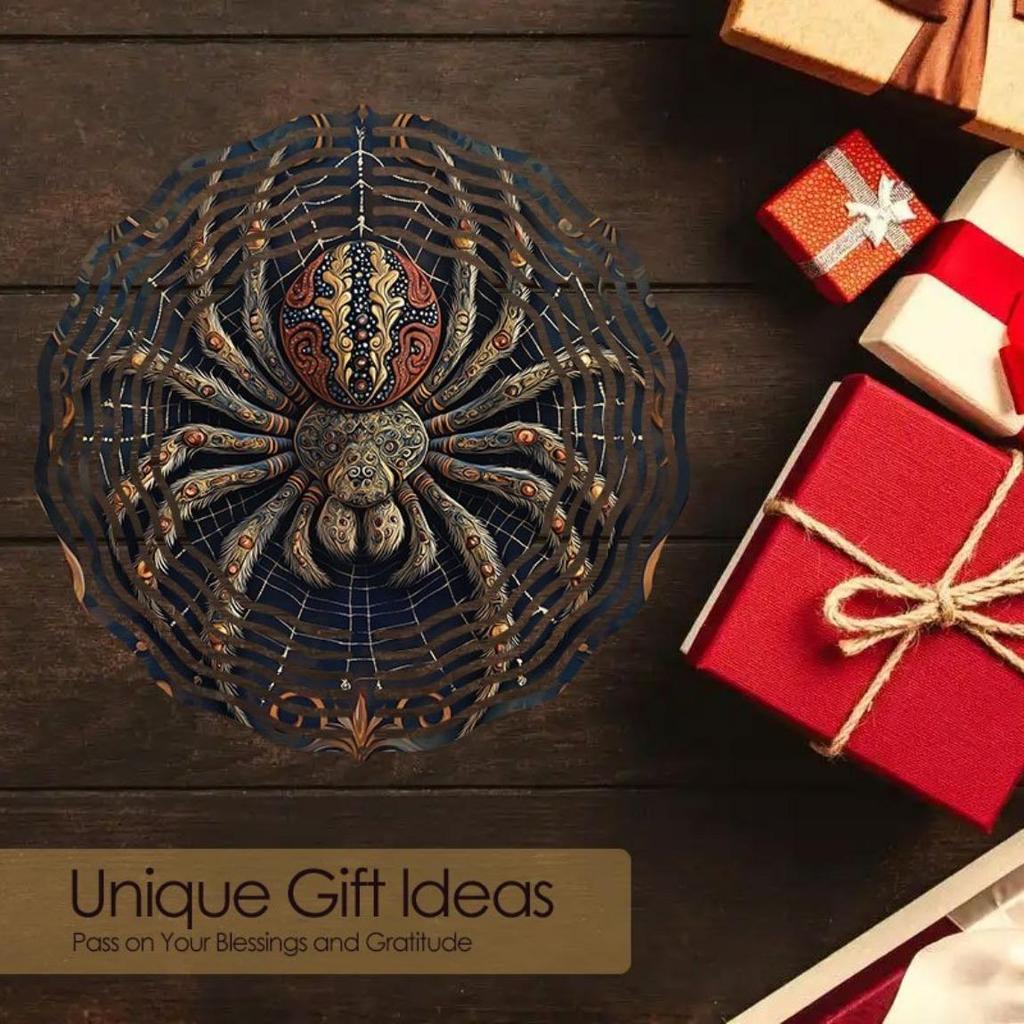 Современное искусство Дизайн паука Металлический ветряной спиннер Декор для патио на открытом воздухе Подвесная садовая музыка ветра с успокаивающими звуками для сада, балкона, вечеринки