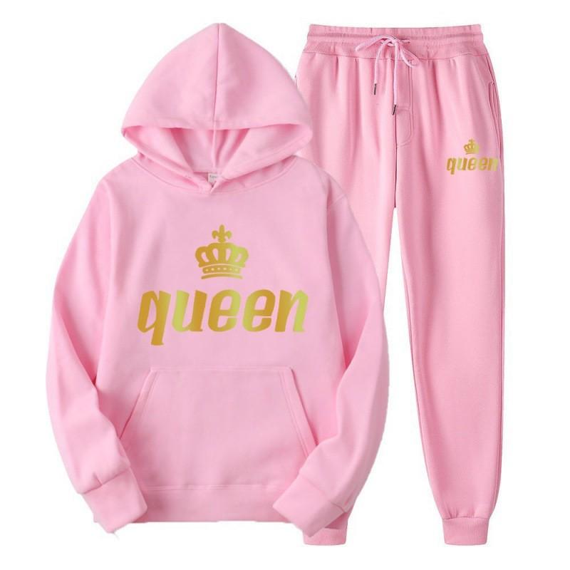 Unisex Hooded Sweatshirt Set Couples Casual Sportswear Matching Outfit