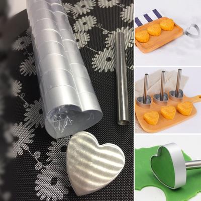 10 шт., формочка в форме сердца для ананасового торта из нержавеющей стали с пресс-штампом