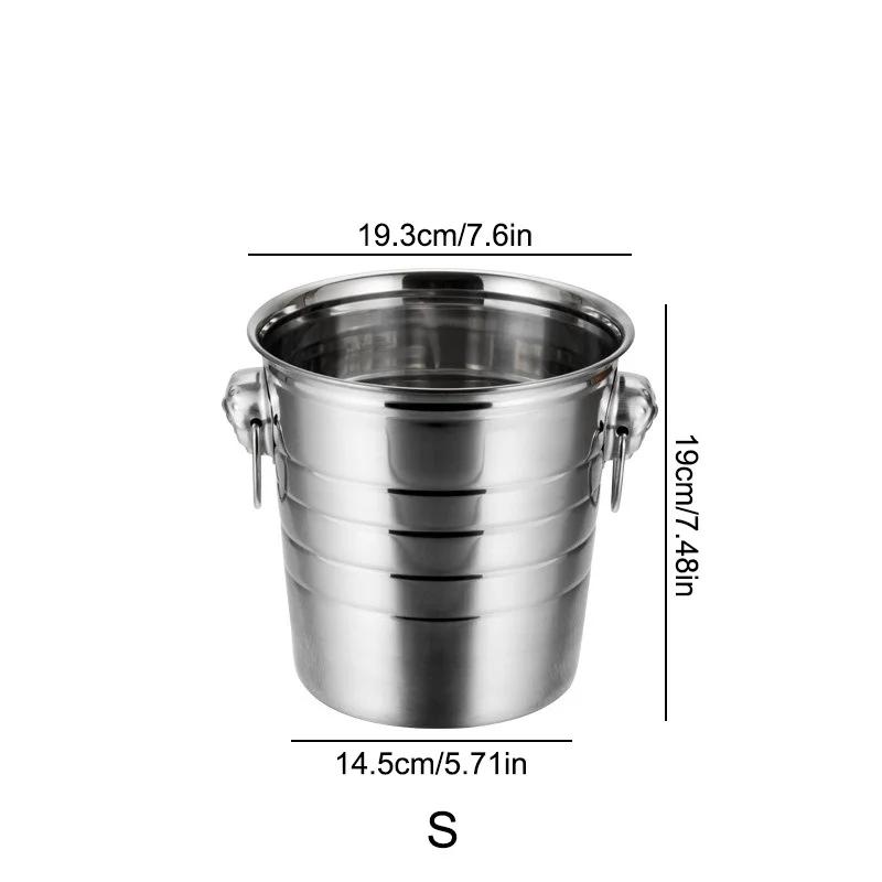 1/3/5L Stainless Steel Ice Bucket Champagne Wine Cooler Ice Maker Bucket For Bar Parties Chilling Beer Snack Bucket Container