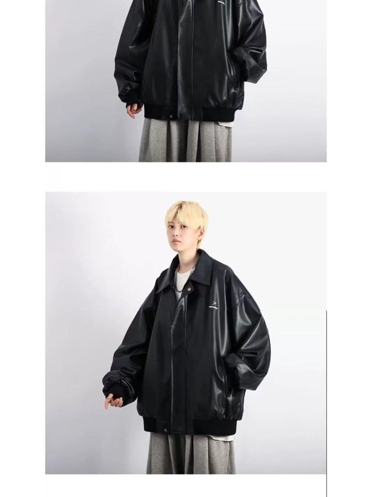 Модная мужская кожаная мотоциклетная куртка в гонконгском стиле для осени и зимы