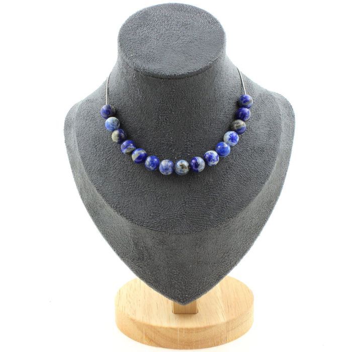 Stones and Minerals. Necklace 15 Beads Lapis Lazuli from Pakistan Quality 5A 8 Mm. Chain Necklace for Women, Men. Custom Size