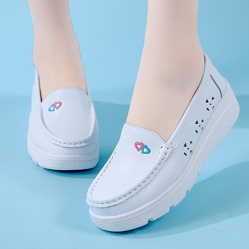 Женские лоферы на платформе, повседневные элегантные белые кожаные женские туфли на толстой подошве, увеличивающие рост