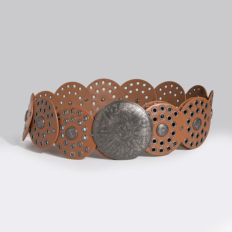 Винтажный Широкий Панк-Пояс С Заклепками и Люверсами Для Модной Уличной Одежды