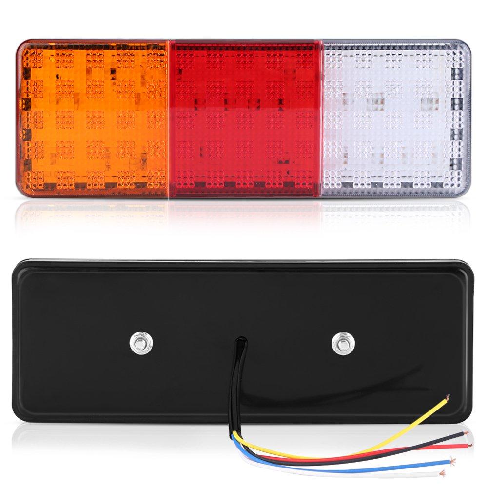 Akozon 12V Rear Tail Brake Reverse Waterproof Tail Light Indicator Lamp for Boat 2-Piece 75-LED Truck, Trailer,