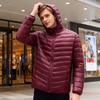 Мужское пуховое пальто с капюшоном, легкая теплая зимняя куртка, длинный рукав, застежка на молнии, ветрозащитная, для холодной погоды, верхняя одежда