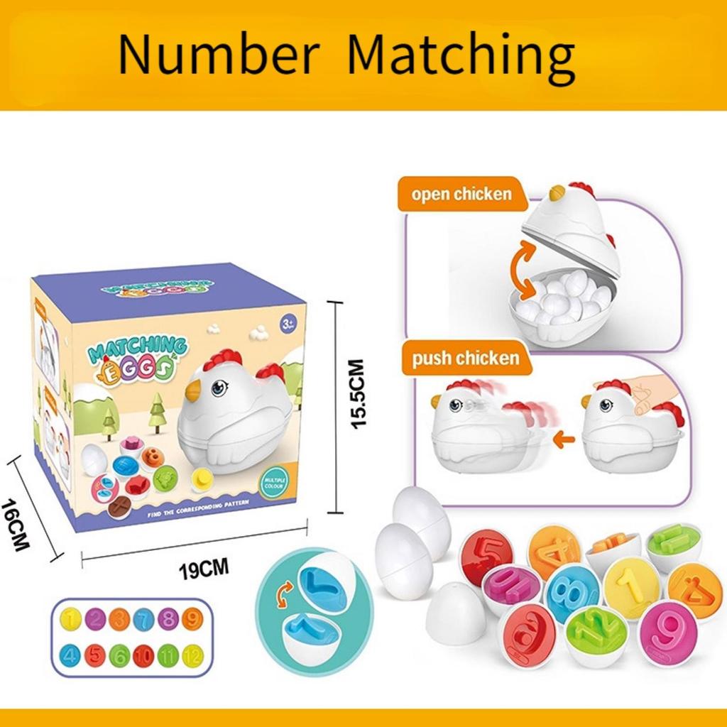 Color Matching Game Shape Sorter with 6 Toy Eggs, Fine Motor Skills Sensory Toys, Montessori Educational Toys Easter Gifts for 3 4 5 6 Girls Boys Baby
