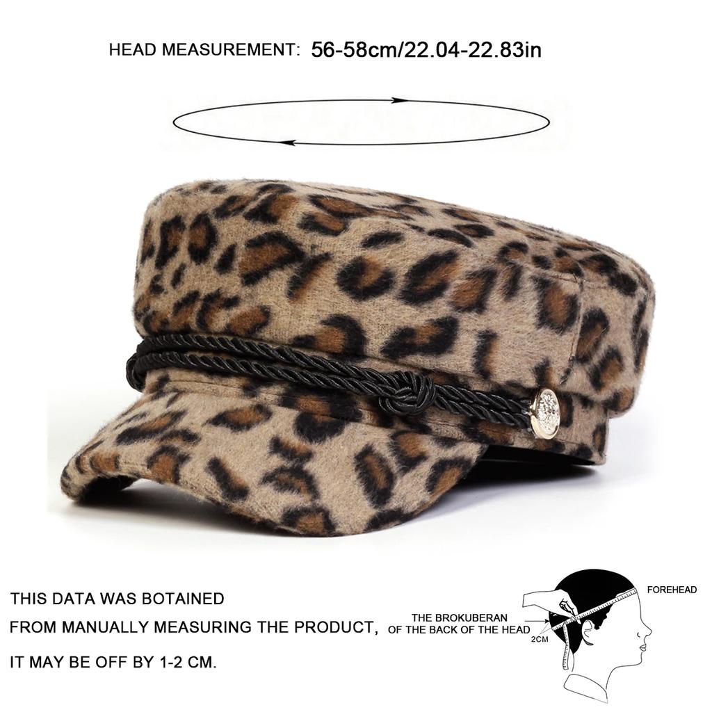 Sailor Winter Autumn Cap Navy Print Leopard Plush Neutral Gender Women Men For Hats Beret Hat Men Flat Top Captain Military Caps