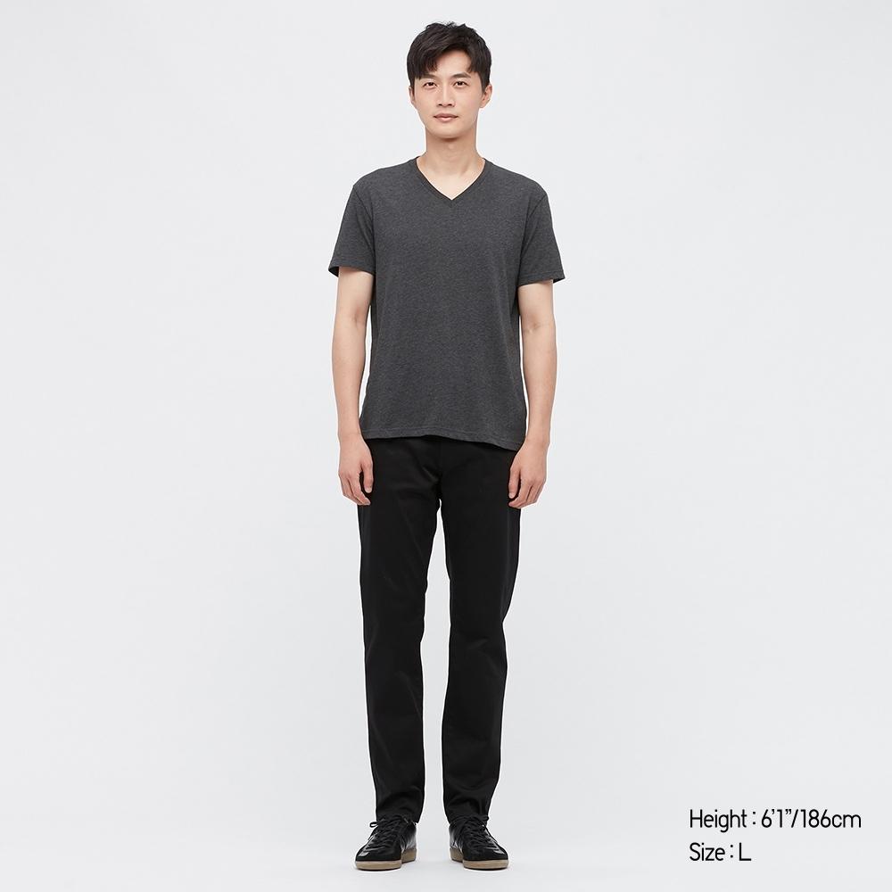 Uniqlo Сухой цвет, V-образный вырез, футболка (Короткий рукав)