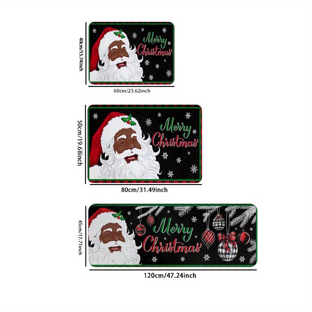 Classic Christmas Kitchen Rug Set Non Slip Washable Snowman Red Plaid Truck Snowflake Runner Holiday Decor