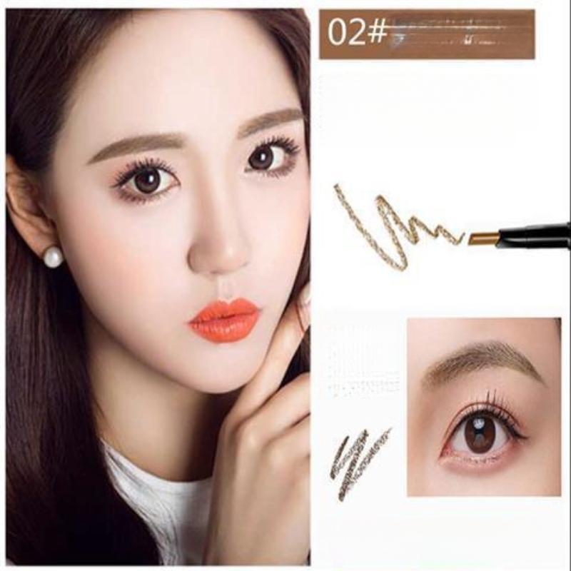 Треугольный карандаш для бровей с двойной головкой, автоматическое вращение, натуральный трехмерный водонепроницаемый и устойчивый к поту стойкий макияж, студенческий женский макияж
