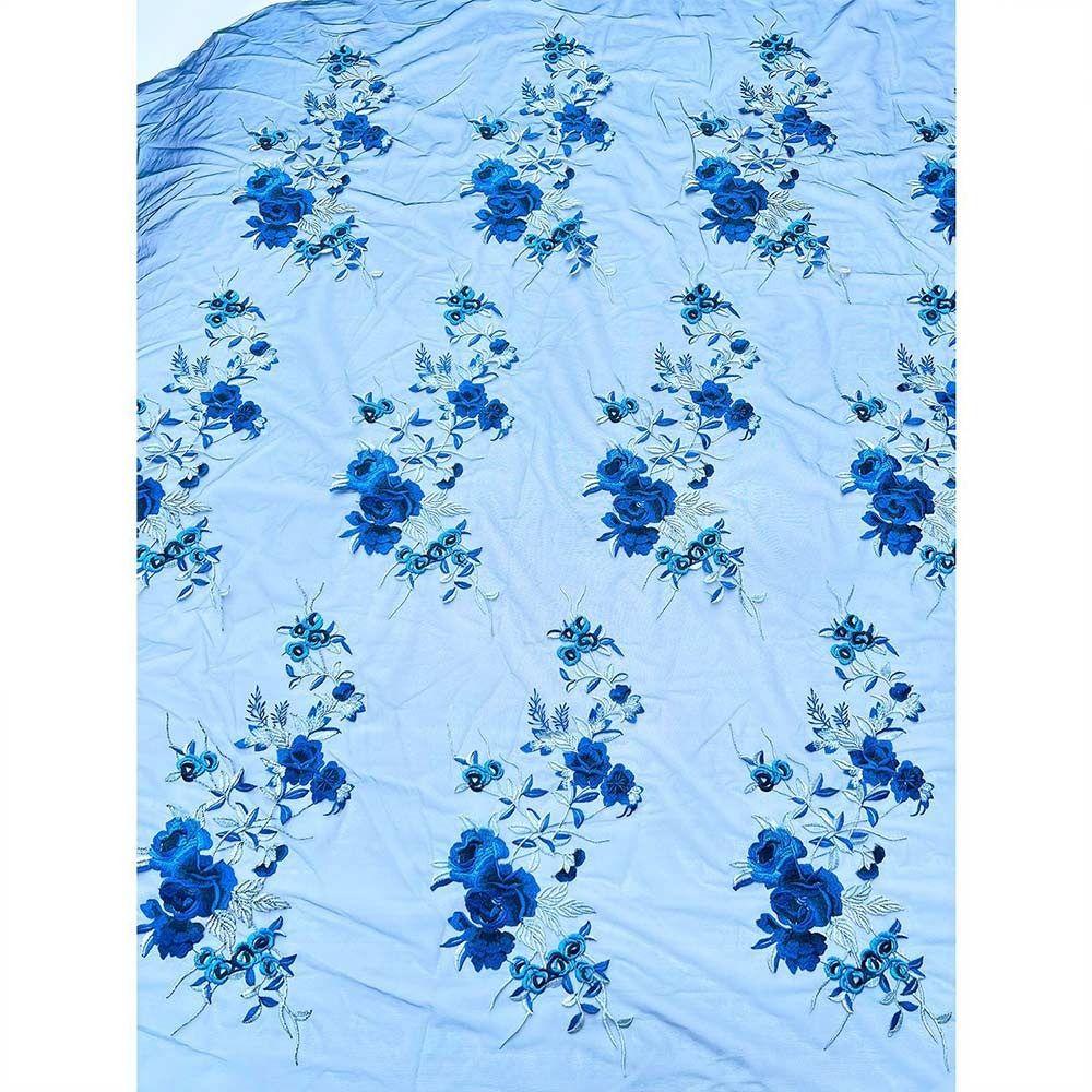 3D Flower Floral Embroidered Patches Mesh Bottom Wedding Dress Stickers  Clothing Decoration