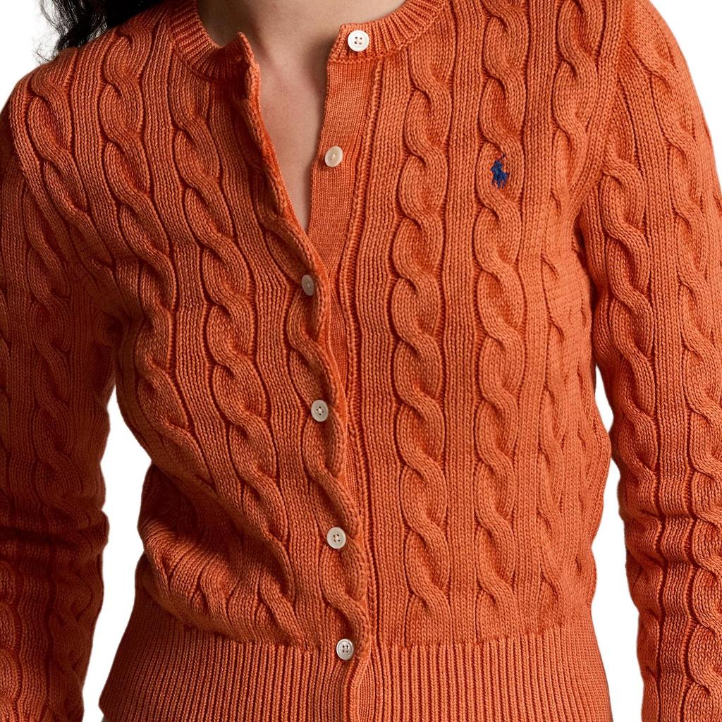 Polo Ralph Lauren Cable Knit Embroidered Cardigan Women Cardigans Orange 211955325-001