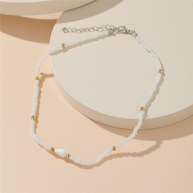 iF ME Korean Fashion Colorful Beads Flower Beaded Necklace For Women Bohemian Beads Clavicle Chain Choker Necklace Jewelry