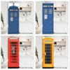 Red Yellow Blue Phone Booth Police PVC Refrigerator Door Sticker Waterproof Self-adhesive Poster Fridge Wallpaper Decor Decals
