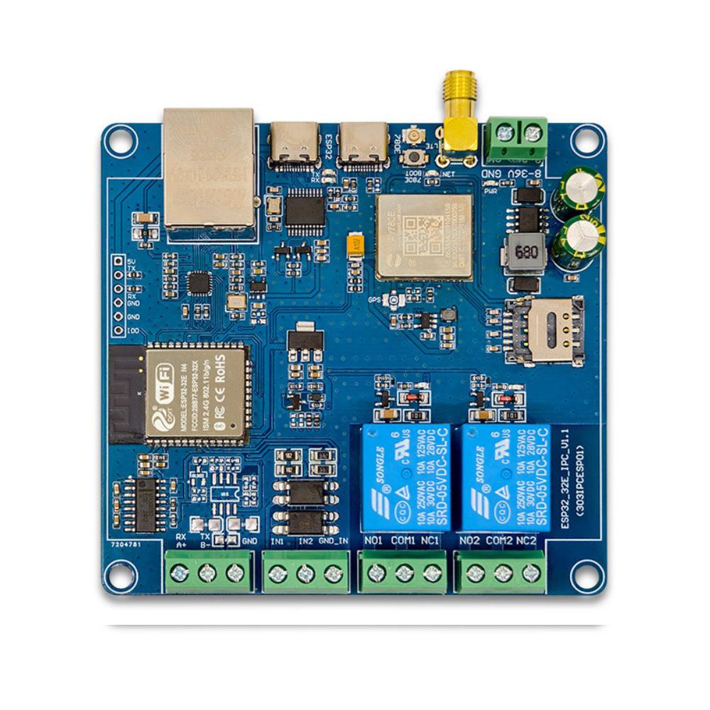 Промышленный контроллер ESP32 Edge Computing Ethernet WiFi BT 4G CAT.1 RS485 RS232 2 дискретных входа 2 дискретных выхода Реле CH340 Type-C/DC8-36V Питание