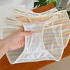 Женское нижнее белье с вырезом на талии, женские трусы, тонкие антибактериальные трусики в полоску в стиле пэчворк