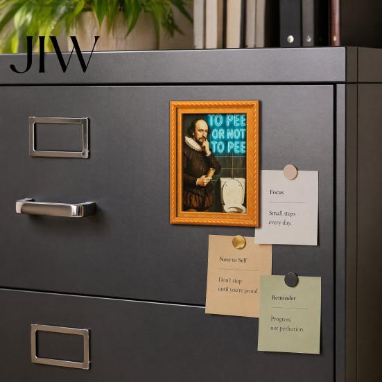 Customizable Fridge Art Frames Funny Small Wooden Magnet Picture Frame, Vintage Oil Painting Pattern Retro Style Magnetic Refrigerator Locker for Home