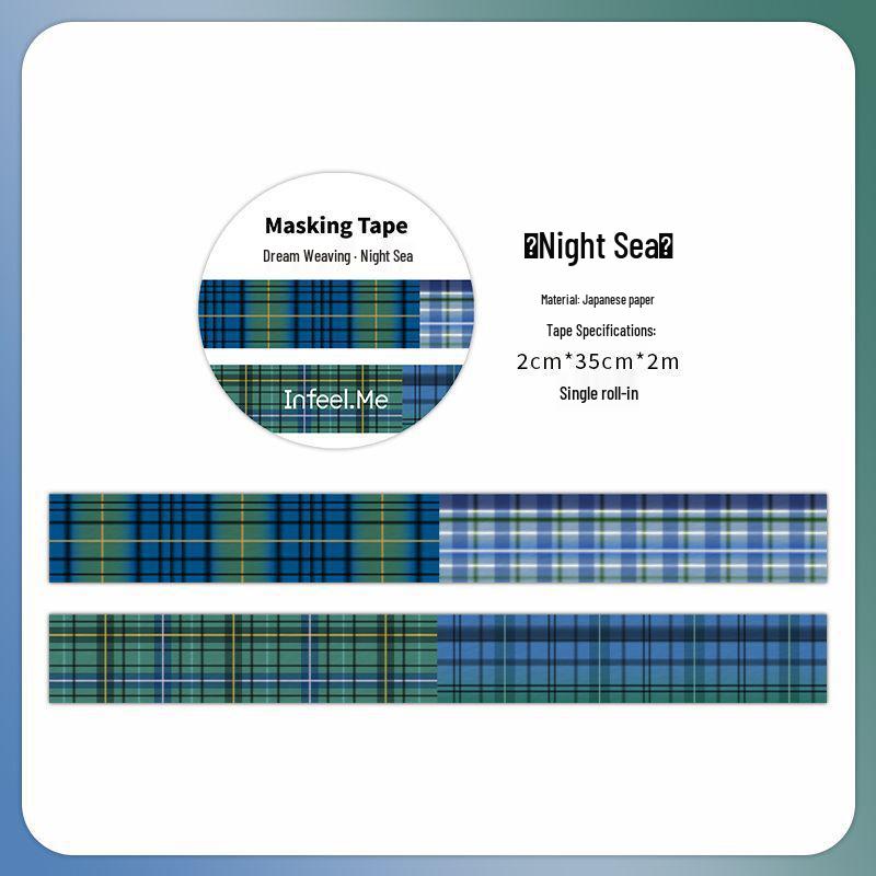 Infeel.Me Dream Weaving Washi Tape Set: 20mm Retro Grid, 6 Designs for Scrapbooking