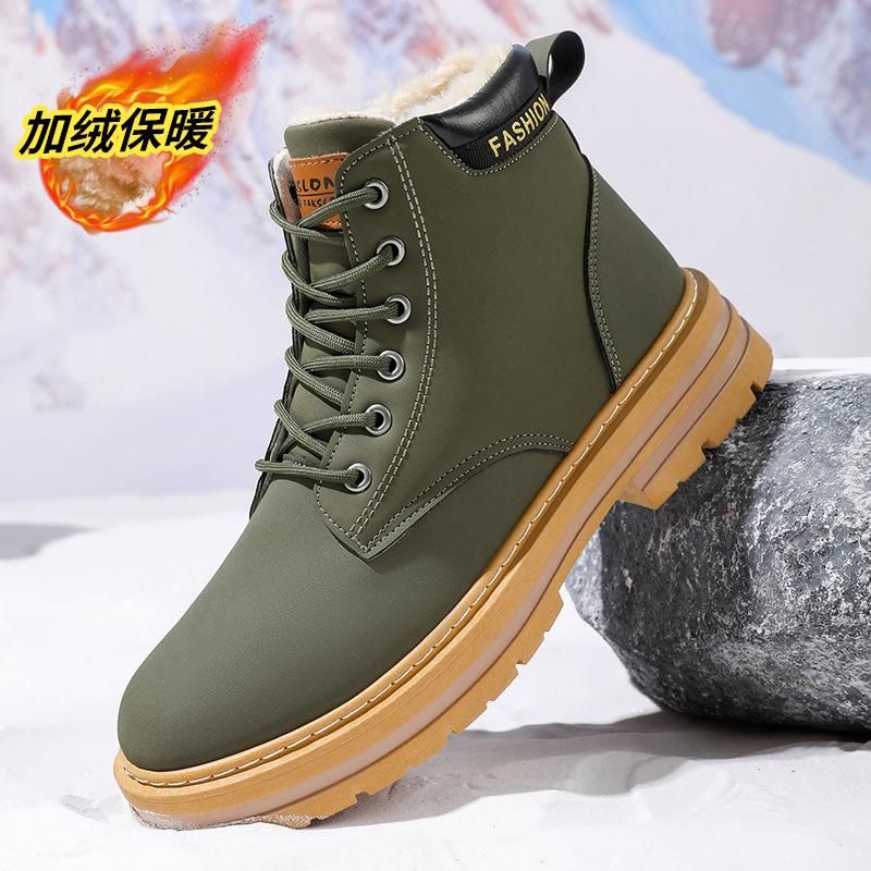 2025 зима новые бархатные утепленные мужские ботинки Мартин модный тренд мужская обувь теплые хлопковые ботинки обувь для улицы