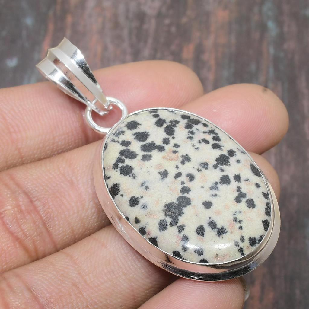 Dalmation Jasper Gemstone Handmade Solid 925 Sterling Silver Jewelry Pendant