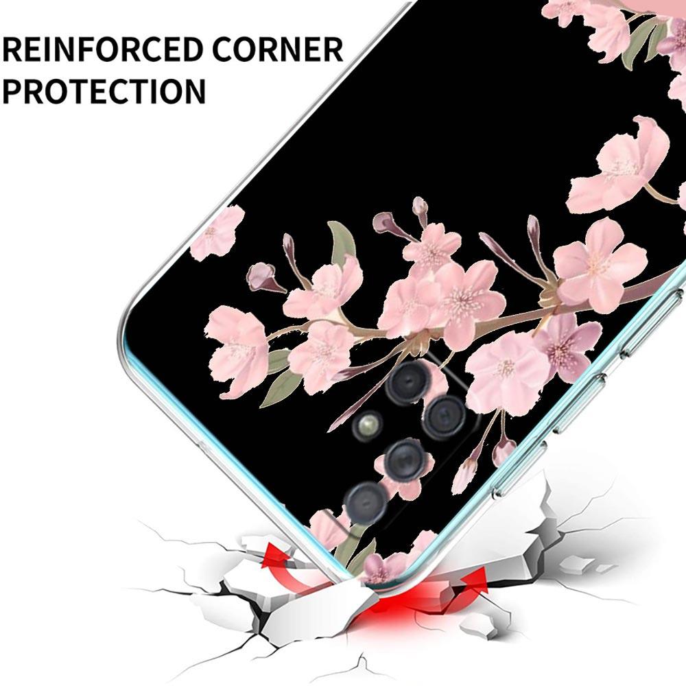 Розовый чехол для телефона с буквами и цветами для Samsung A13 A33 A73 A53 A23 A51 A71 A21S A12 A31 A41 A05s A03S A15 A25 A32 5G, прозрачный чехол