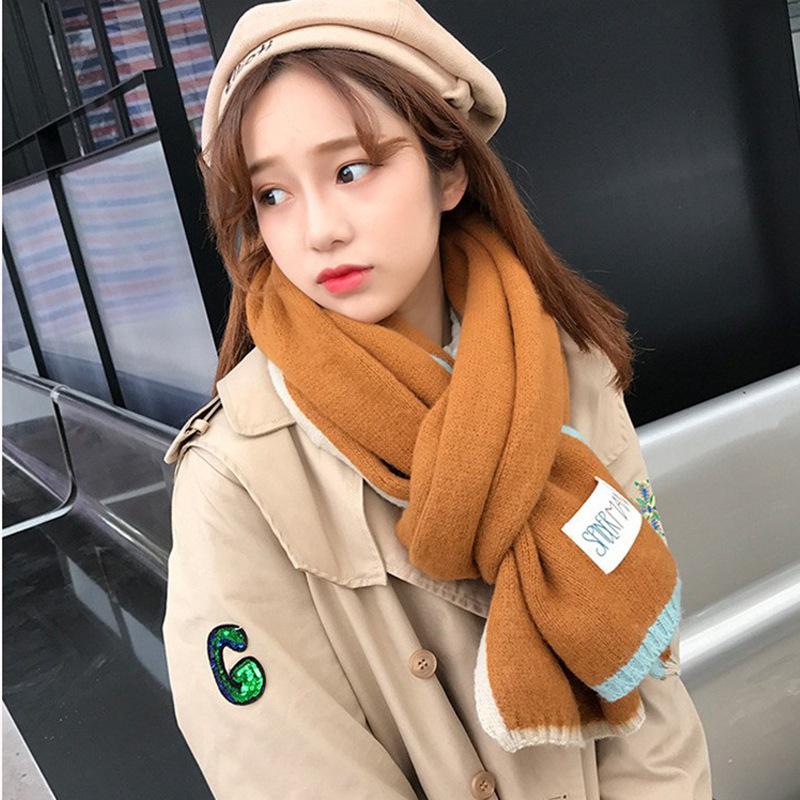 Шарф Qiandongge женский зимний корейский универсальный студенческий парный вязаный теплый шарф прямые продажи с фабрики