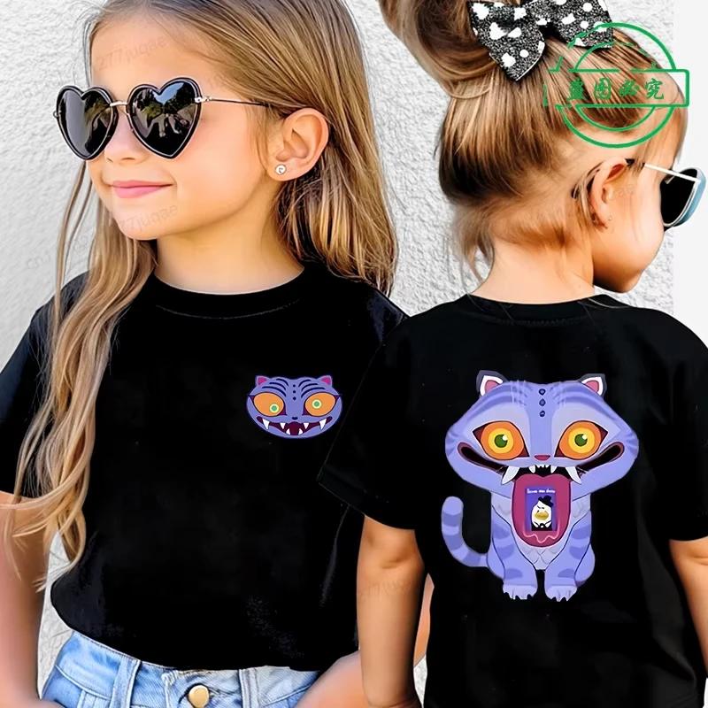 T-Shirts Girls Children's Clothing Summer Cartoon Cute Tiger Pattern Fashion Children's T-shirt Comfortable Short-sleeved Top