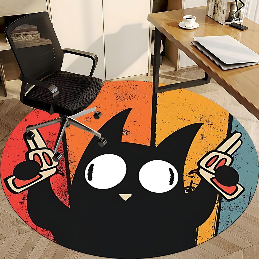 1pc Gangster Cat Office Round Area Rug, Under Office Chairs Bedroom Living Room Home Decor, Room Deco, Available in Various Sizes