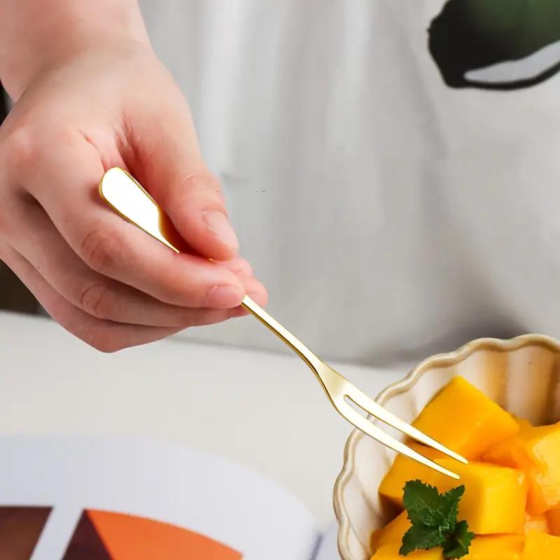 12 шт. вилка для фруктов из нержавеющей стали для ресторана, кафе, домашней вечеринки, вилка для десерта, милая вилка для фруктов, столовые приборы, кухонные принадлежности