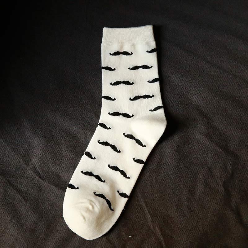 Men Socks Casual Pure Cotton Beard Pattern Tube Socks Men Fashion Solid Color Funny Happy Socks