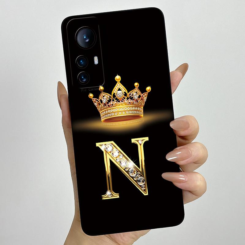 Чехол для Xiaomi 12 Lite Чехол для Xiaomi 12T Pro 5G Чехол с буквой-короной для пары Мягкий жидкий силикон Защитная задняя крышка для объектива