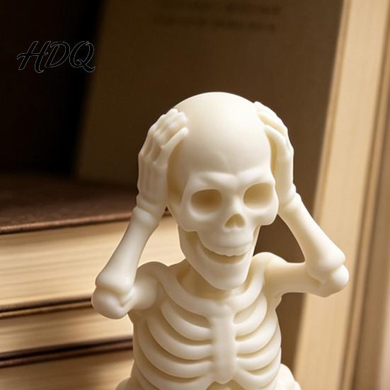 Мини Зловещие Акценты для Комнаты 3D Печатная Фигурка Черепа с Лицом-Ладонью Светящаяся Зеленая Статуэтка-Скелет для Готического Домашнего Декора Хэллоуин Настольный