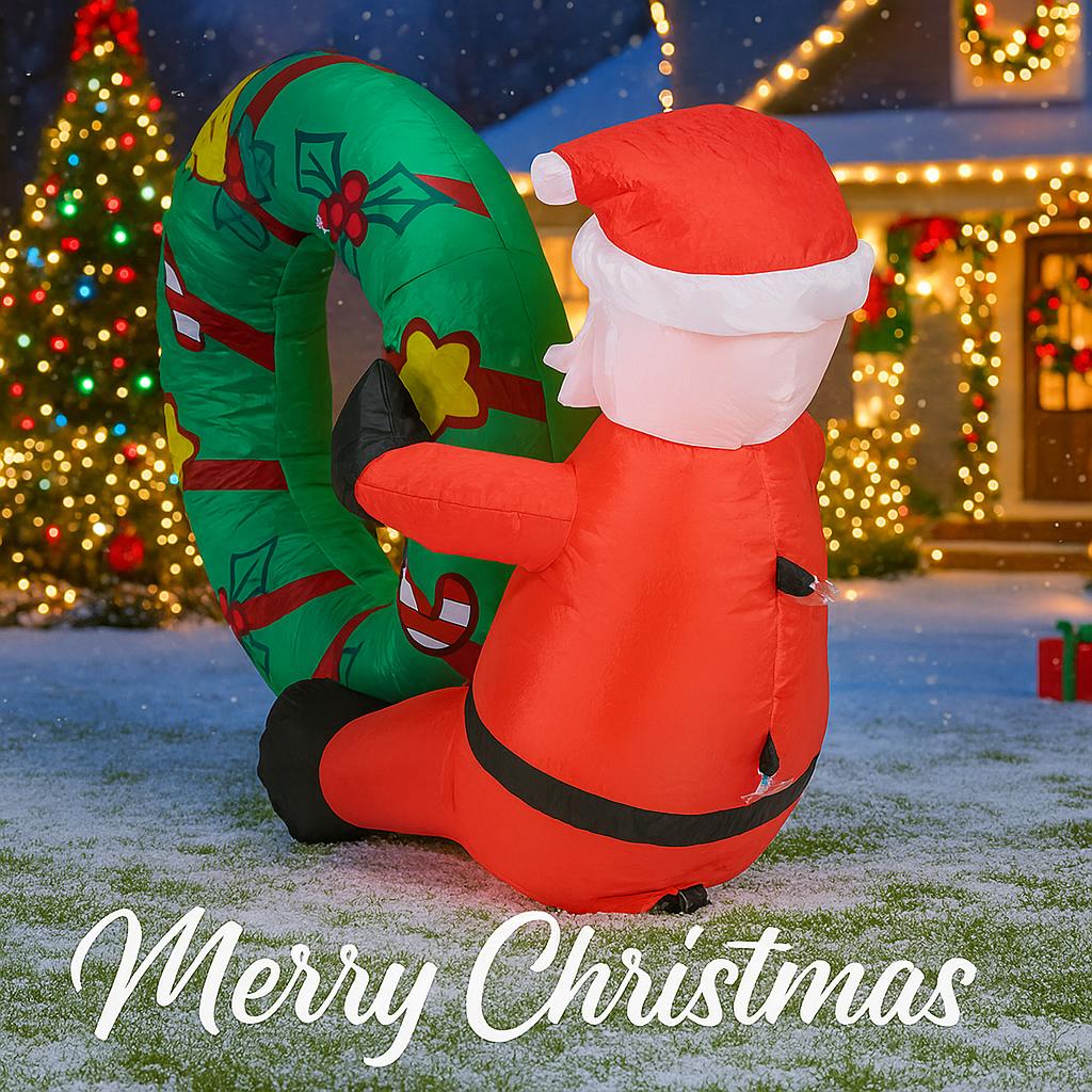 3.28 фута Украшение для вечеринки во дворе Надувной плавательный круг Санта Игрушки Светодиодная подсветка Рождественские домашние украшения Принадлежности Рождественские праздничные подарки