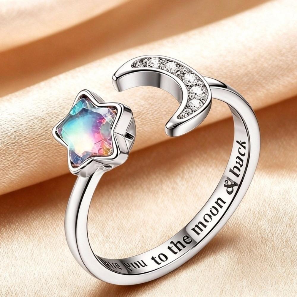 Luxury Rotating Ring Butterfly Floral Synthetic Ring Fidget Spinner Ring Stress Relief