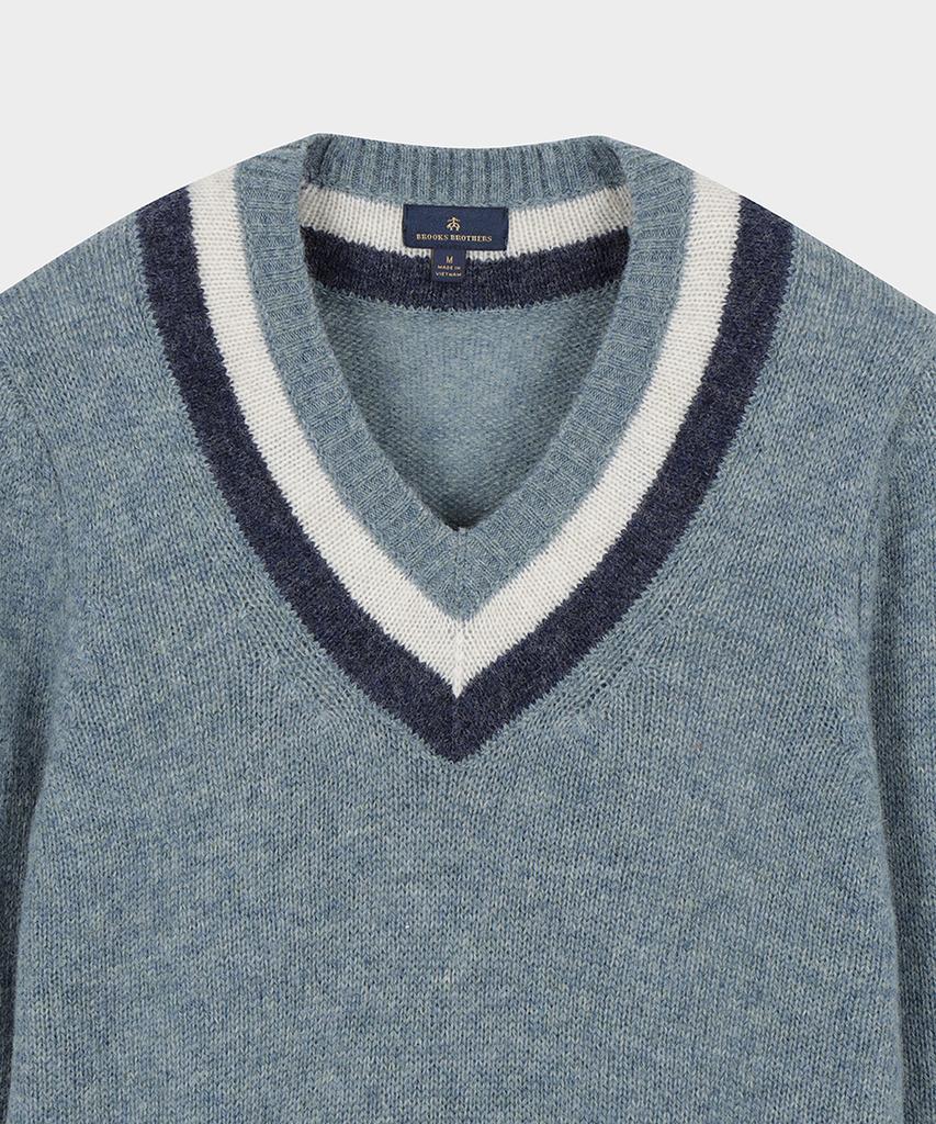 Теннисный джемпер с V-образным вырезом BROOKS BROTHERS (синий) (Bbwnmf4523Mef)