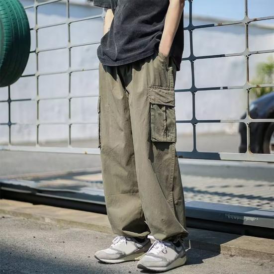 Повседневная одежда, мужские брюки-карго с завязками на щиколотке, модные широкие брюки с несколькими карманами