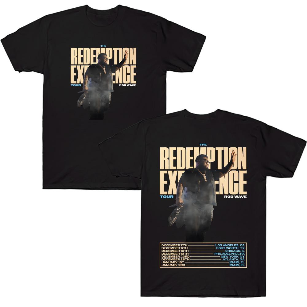 Rod Wave Redemption Tour 202526 Tshirt Hot Rapper Men Women Retro Hip Hop Street Wear Cotton Casual Tshirt Street Y2K