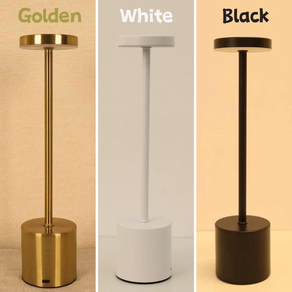New Simple LED Rechargeable Metal Table Lamp Three Colors Bedside Creative Ambient Light Outdoor Decoration Night Light